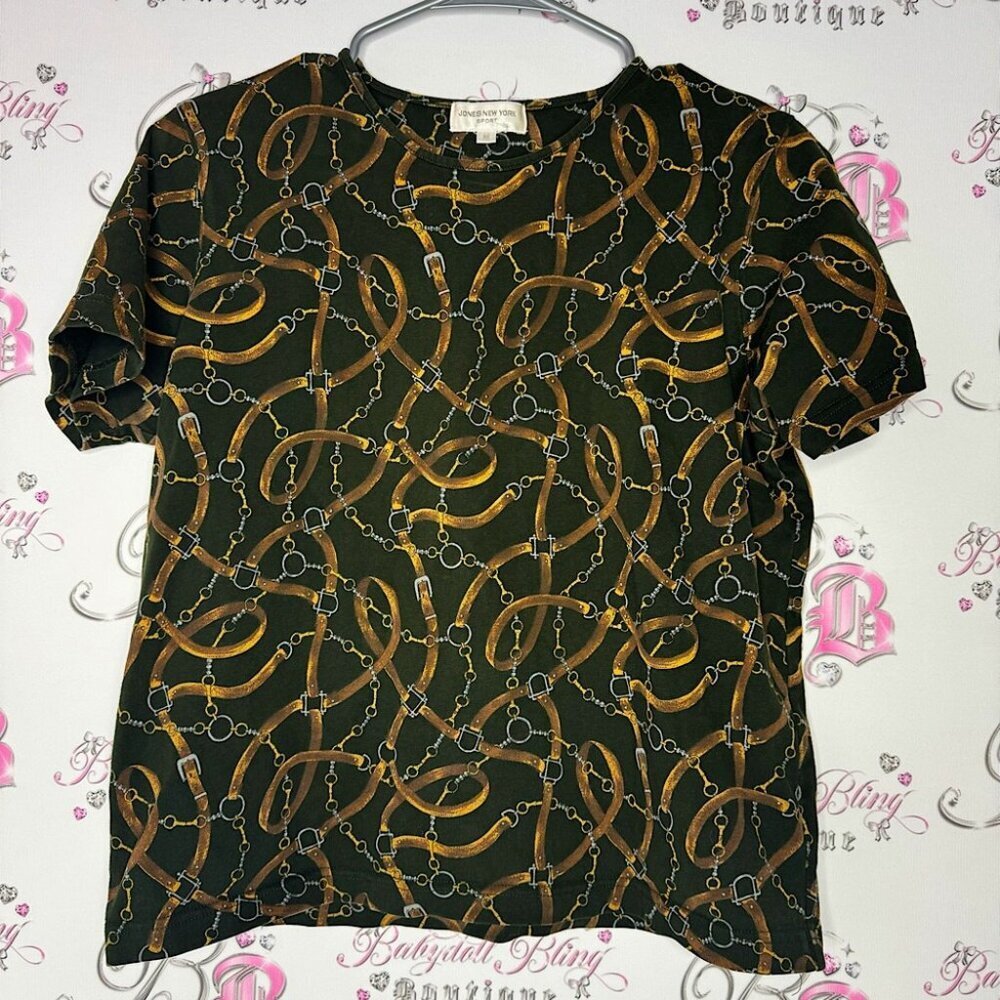Jones New York sport horse bit chain ⛓️‍💥 chains ⛓️ top shirt luxury tshirt